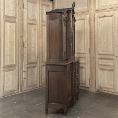 Antique Liegeois Regence Style Two-Tiered Oak Display Buffet with Clock