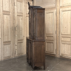 Antique Liegeois Regence Style Two-Tiered Oak Display Buffet with Clock