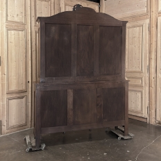Antique Liegeois Regence Style Two-Tiered Oak Display Buffet with Clock