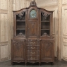 Antique Liegeois Regence Style Two-Tiered Oak Display Buffet with Clock