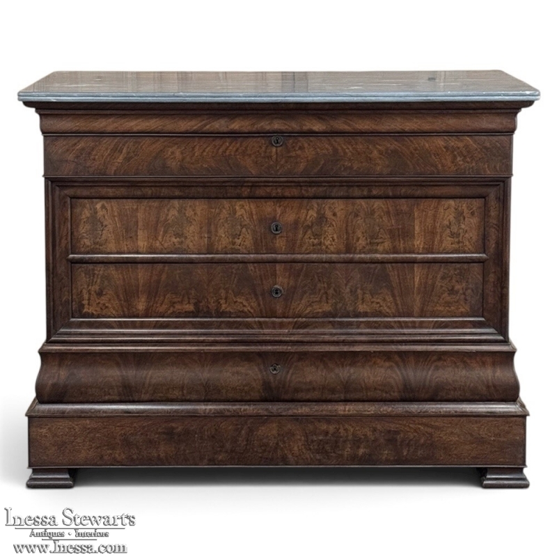 19th Century French Louis Philippe Marble Top Commode ~ Secretary