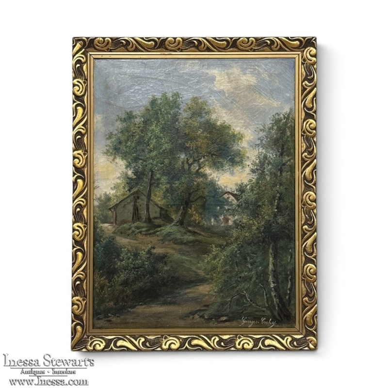 Antique Framed Oil Painting on Canvas by Georges Crehay (1849-1933)