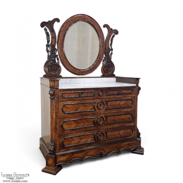 French Napoleon III Period Rosewood Commode ~ Vanity ~ Washstand