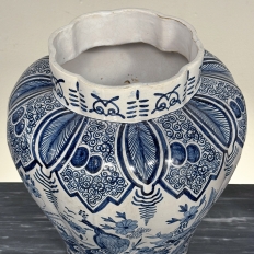 Pair of 19th Century Hand Painted Dutch Blue & White Delft Covered Vases ~ Urns