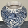Pair of 19th Century Hand Painted Dutch Blue & White Delft Covered Vases ~ Urns