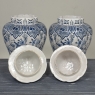 Pair of 19th Century Hand Painted Dutch Blue & White Delft Covered Vases ~ Urns