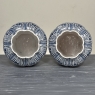 Pair of 19th Century Hand Painted Dutch Blue & White Delft Covered Vases ~ Urns