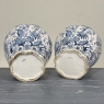 Pair of 19th Century Hand Painted Dutch Blue & White Delft Covered Vases ~ Urns