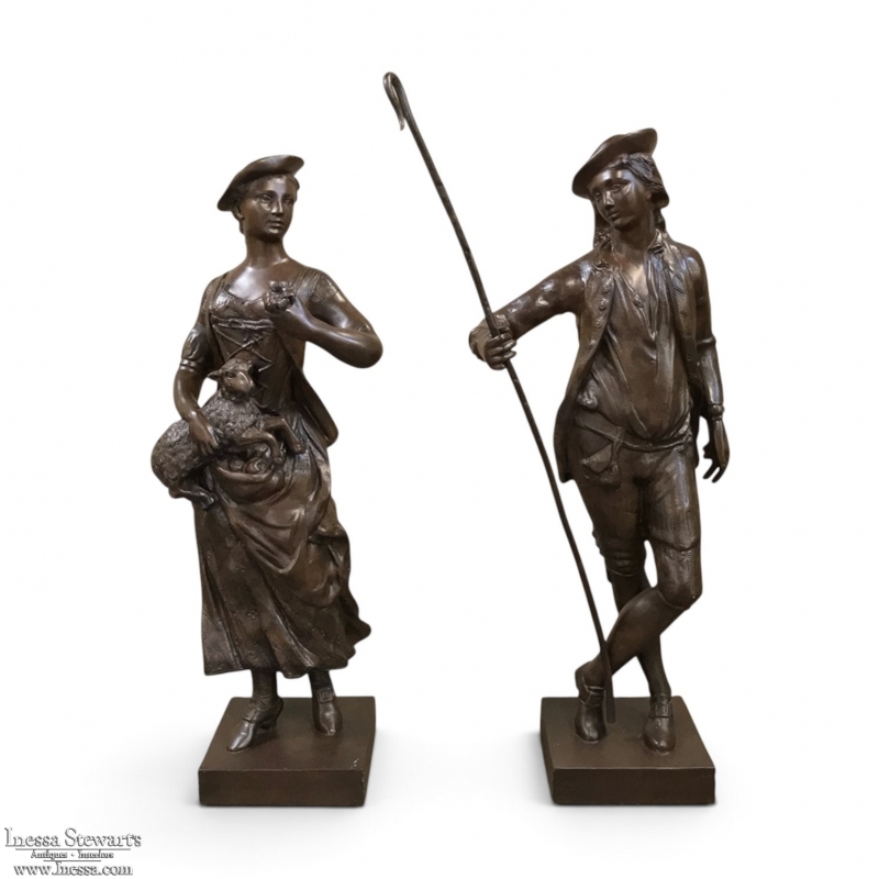 Pair Garden Statues, Provencal Male and Female Figures