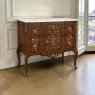 Antique French Louis XVI Style Marquetry Marble Top Commode
