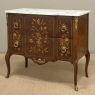 Antique French Louis XVI Style Marquetry Marble Top Commode