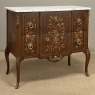 Antique French Louis XVI Style Marquetry Marble Top Commode