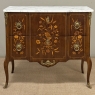 Antique French Louis XVI Style Marquetry Marble Top Commode