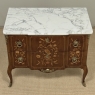 Antique French Louis XVI Style Marquetry Marble Top Commode