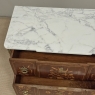 Antique French Louis XVI Style Marquetry Marble Top Commode
