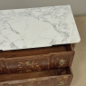 Antique French Louis XVI Style Marquetry Marble Top Commode