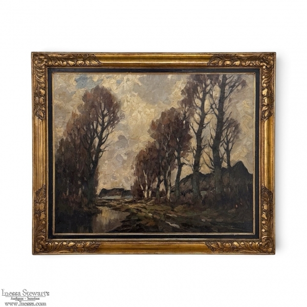 Framed Oil Painting on Canvas by Leo Libert (1908-1950) 'Autumn in the Campine'