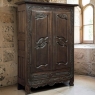 18th Century Country French Normandy Carved Oak Armoire