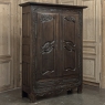 18th Century Country French Normandy Carved Oak Armoire