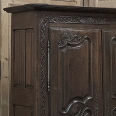 18th Century Country French Normandy Carved Oak Armoire