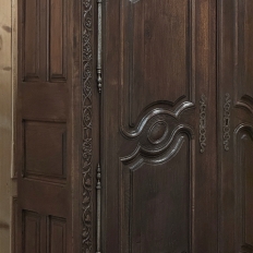 18th Century Country French Normandy Carved Oak Armoire