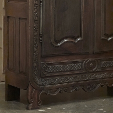 18th Century Country French Normandy Carved Oak Armoire