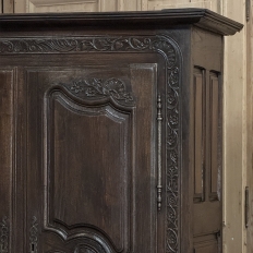 18th Century Country French Normandy Carved Oak Armoire