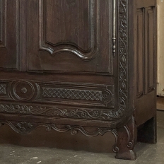 18th Century Country French Normandy Carved Oak Armoire