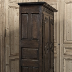 18th Century Country French Normandy Carved Oak Armoire