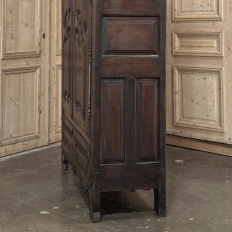18th Century Country French Normandy Carved Oak Armoire