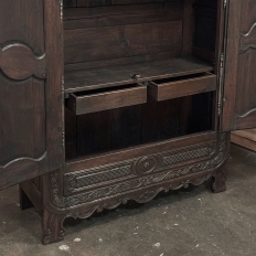 18th Century Country French Normandy Carved Oak Armoire
