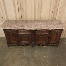 Antique French Walnut Louis XIV Marble Top Display Buffet ~ Sideboard