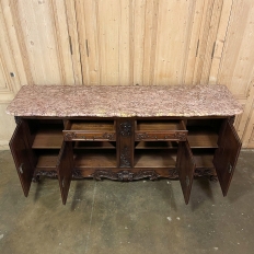 Antique French Walnut Louis XIV Marble Top Display Buffet ~ Sideboard