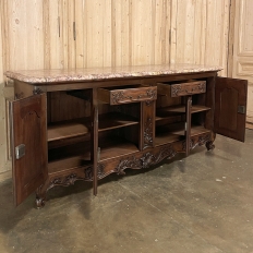 Antique French Walnut Louis XIV Marble Top Display Buffet ~ Sideboard