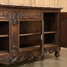 Antique French Walnut Louis XIV Marble Top Display Buffet ~ Sideboard
