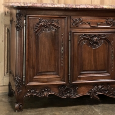 Antique French Walnut Louis XIV Marble Top Display Buffet ~ Sideboard