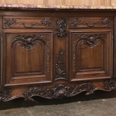Antique French Walnut Louis XIV Marble Top Display Buffet ~ Sideboard