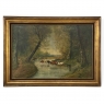 Framed Oil Painting on Canvas by J. Vanlint 'Landscape with Cows'
