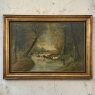 Framed Oil Painting on Canvas by J. Vanlint 'Landscape with Cows'