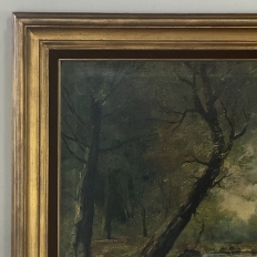 Framed Oil Painting on Canvas by J. Vanlint 'Landscape with Cows'