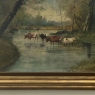 Framed Oil Painting on Canvas by J. Vanlint 'Landscape with Cows'