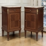 Pair of Antique French Louis XVI Style Marquetry Marble Top Nightstands