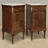 Pair of Antique French Louis XVI Style Marquetry Marble Top Nightstands