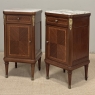 Pair of Antique French Louis XVI Style Marquetry Marble Top Nightstands