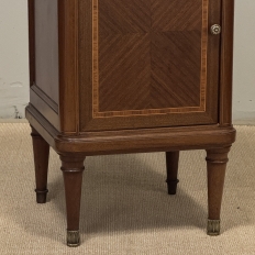 Pair of Antique French Louis XVI Style Marquetry Marble Top Nightstands