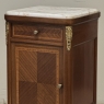 Pair of Antique French Louis XVI Style Marquetry Marble Top Nightstands