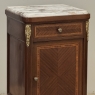 Pair of Antique French Louis XVI Style Marquetry Marble Top Nightstands
