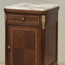 Pair of Antique French Louis XVI Style Marquetry Marble Top Nightstands