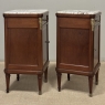 Pair of Antique French Louis XVI Style Marquetry Marble Top Nightstands