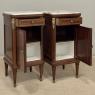 Pair of Antique French Louis XVI Style Marquetry Marble Top Nightstands